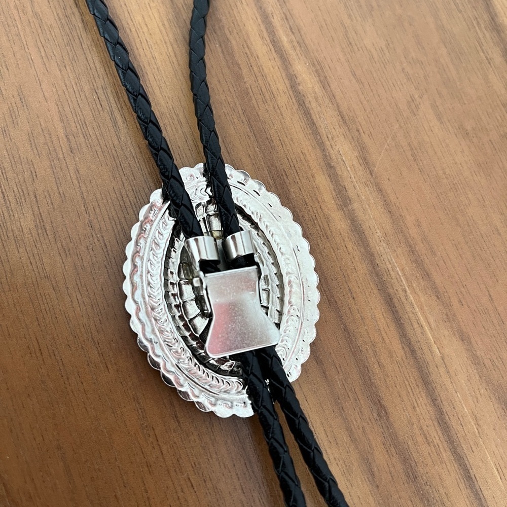 ALUMALINE Bolo Tie & Belt Buckle Matching Set Square Dancers Western Silver Tone - Picture 10 of 15